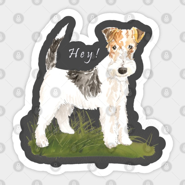 Cute Fox Terrier - Watercolor Drawing Sticker by Lucia